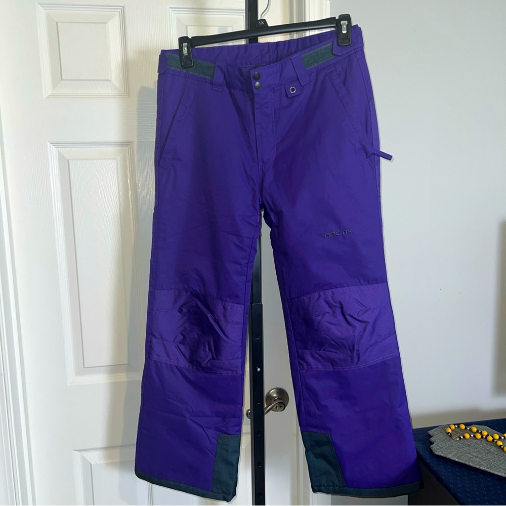 Arctix Snow Pants Kids Large Purple Adjustable Pockets Reinforced Knees Seat